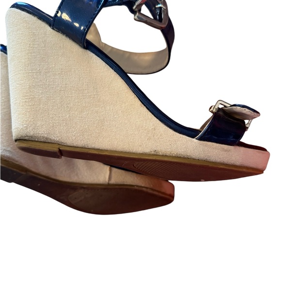 Intaglia Cobalt Blue Ankle Strap Canvas Wedges - Picture 5 of 7
